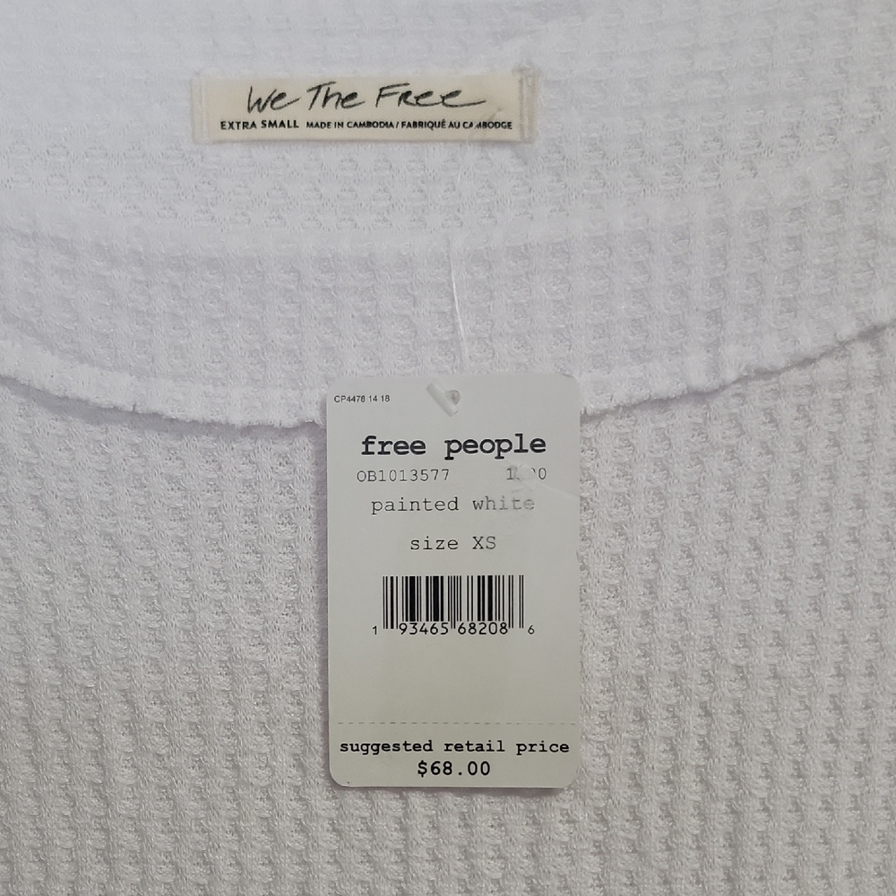 NWT Free People Painted White Waffle Knit Top